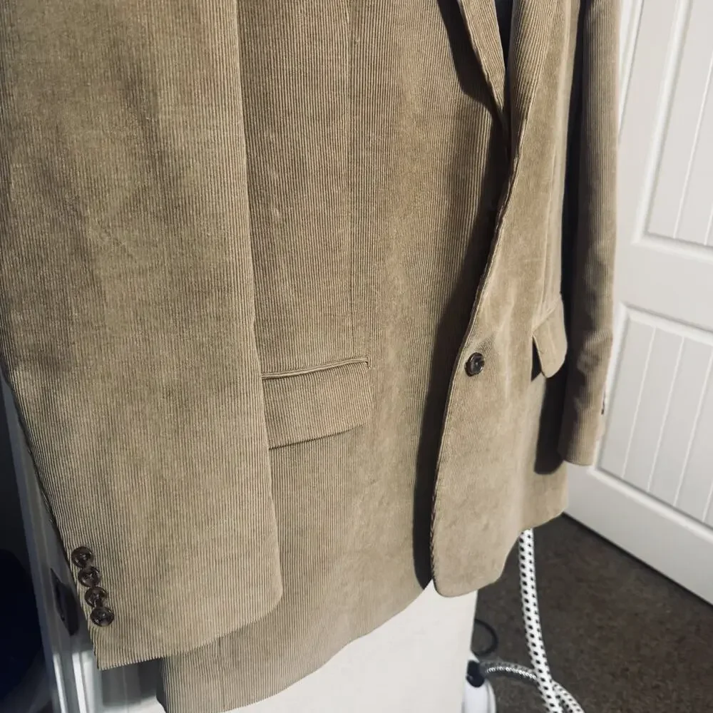 Joseph & Feiss Sport Coat Mens 44XL Tan Corduroy Preppy Blazer Jacket Long